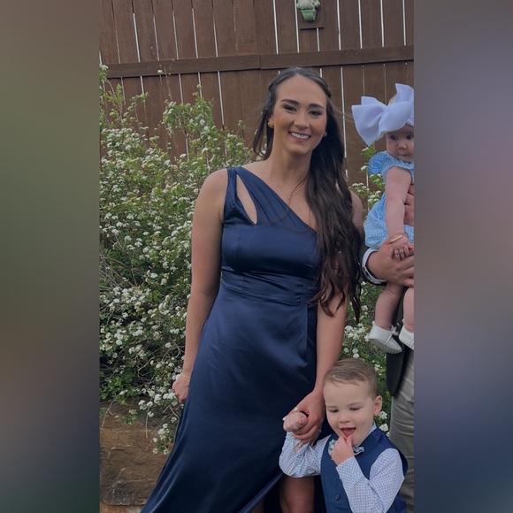 Elegant Navy Blue Bridesmaid Dress - Picture 4 of 4